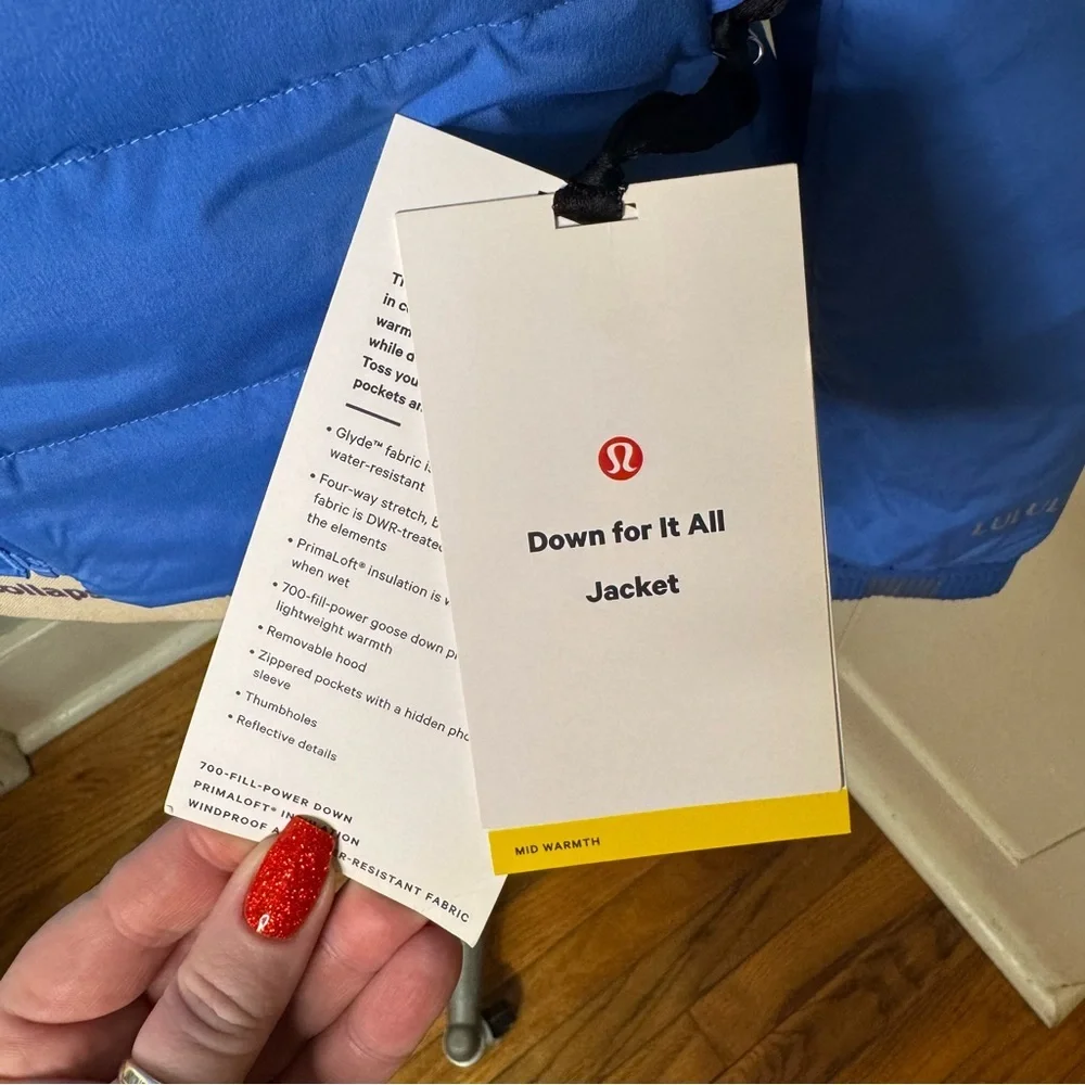 Lululemon Down For It All Jacket Winter Coat Pipe Dream Blue Size 12 NWT - Picture 13 of 16